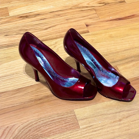BCBGirls Red Peep Toe Heels - Picture 1 of 4